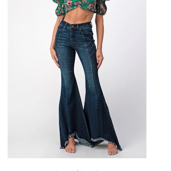 Grace in LA Flare Jeans Women's 28 Raw Hem Bell Bottom High Waist CL - Picture 11 of 11